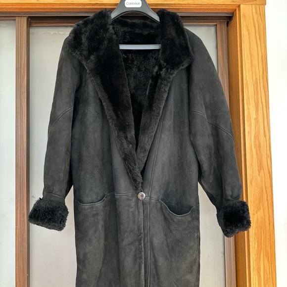 VINTAGE SHEEPSKIN SHEARLING FUR MAXI COAT - Picture 3 of 8